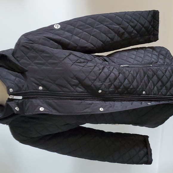 Calvin Klein midweight diamond quilted jacket w/ removable hood black size L EUC - Picture 7 of 10